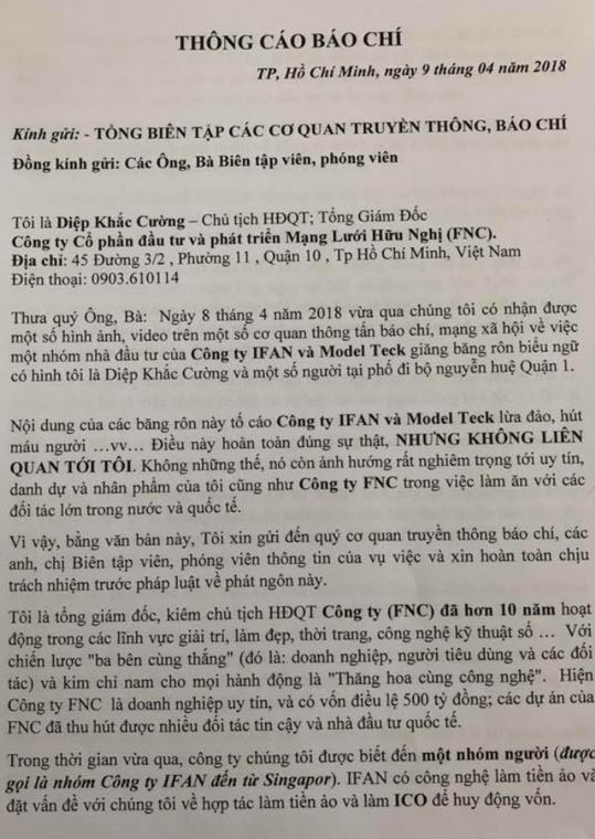 Người bị tố cầm đầu nhóm Ifan lừa 15.000 tỉ: Không liên quan tới tôi - Ảnh 2. Người bị tố cầm đầu nhóm Ifan lừa 15.000 tỉ: Không liên quan tới tôi - Ảnh 2.