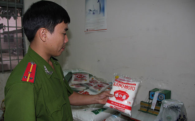 Số bột ngọt giả thành phẩm thu giữ tại cơ sở của bà Khuyên
