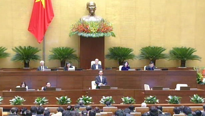 Quang cảnh Thủ tướng Nguyễn Tấn Dũng trả lời chất vấn chiều 19-11-2014