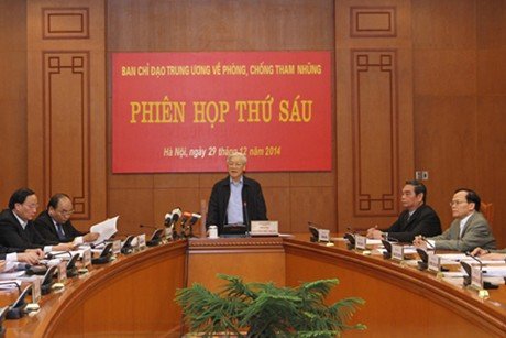 Ban chỉ đạo Trung ương về phòng, chống tham nhũng họp phiên thứ 6 dưới sự chủ trì của Tổng Bí thư Nguyễn Phú Trọng - Ảnh: VGP