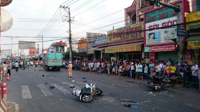 Hiện trường vụ tai nạn. ẢNH: BÁ SƠN