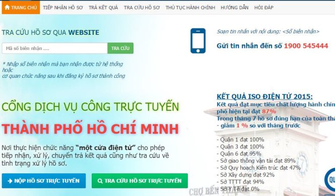 Cổng dịch vụ công trực tuyến TP.HCM. - Ảnh chụp màn hình