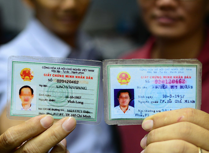 Chứng minh nhân dân của ông C.V.S. và ông N.H.H. có số trùng với nhau là 020120462 - Ảnh: L.TH.H.