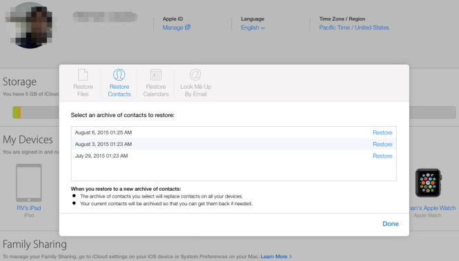 Chọn lựa dữ liệu cần khôi phục trong iCloud mới - Ảnh: Macworld