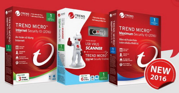 Bộ ba các gói phần mềm bảo mật Trend Micro Internet Security 10 2016