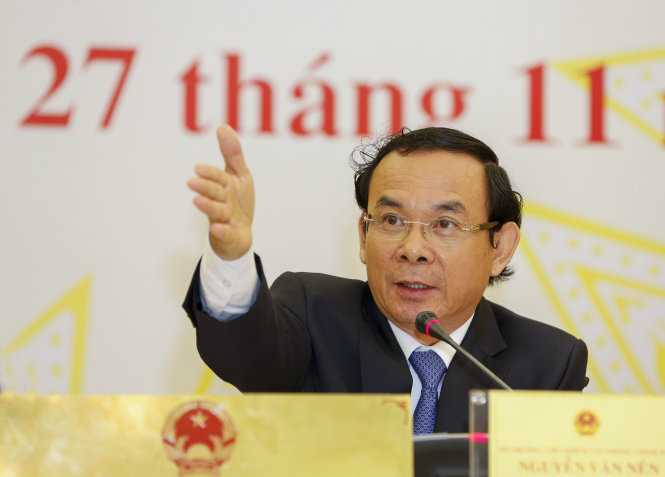Bộ trưởng - Chủ nhiệm Văn phòng Chính phủ Nguyễn Văn Nên tại cuộc họp báo - Ảnh: Việt Dũng
