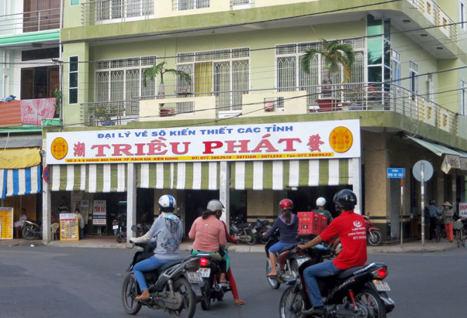 Đại lý vé số Triều Phát tại TP Rạch Giá, Kiên Giang - Ảnh: K.Nam