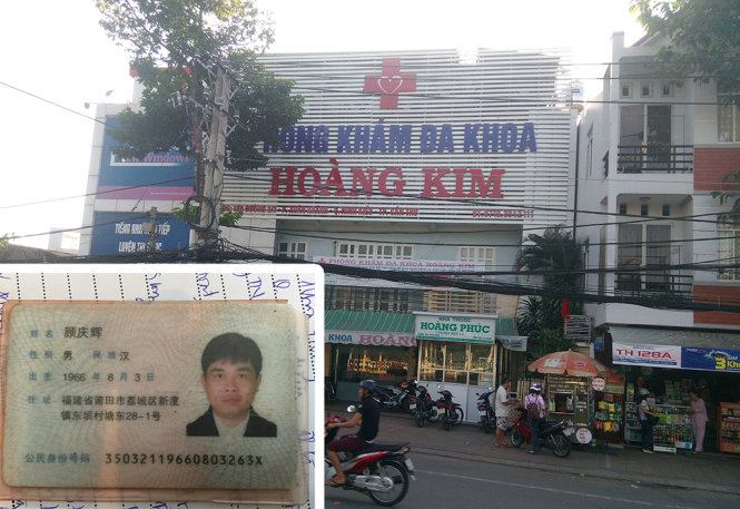 Cơ sở phòng khám Hoàng Kim trên đường 3-2 và giấy tờ tùy thân của người nước ngoài mặc áo chuyên môn tại thời điểm đoàn kiểm tra đến - Ảnh: T.Lũy