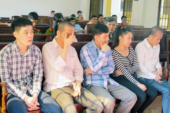 Các bị cáo tại phiên tòa - Ảnh: A.L