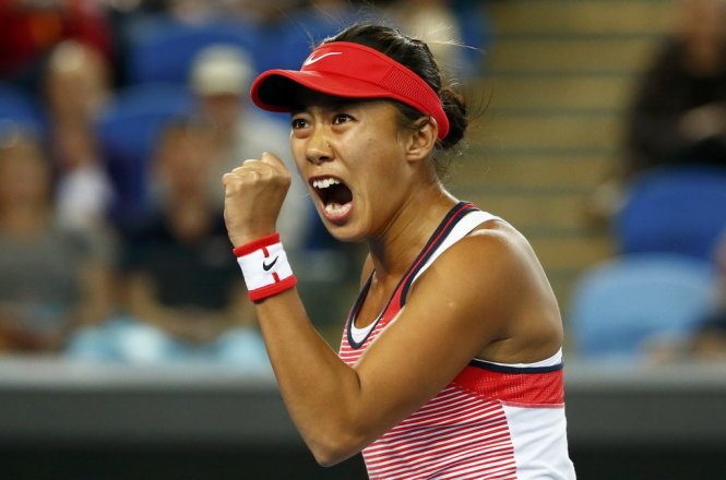 Tay vợt Zhang Shuai trong trận thắng Varvara Lepchenko ở vòng 3 Giải Úc mở rộng 2016. Ảnh: Reuters
