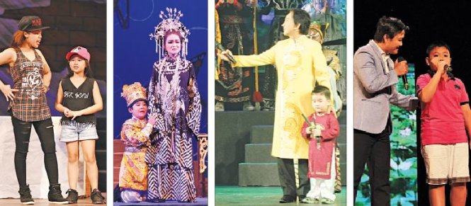 Ảnh từ trái qua: bé Bí Ngô, bé Gia Nguyên và mẹ Lê Hồng Thắm, bé Andy và ba Kim Tử Long, bé Nhựt Đăng cùng ba Lê Tứ - Ảnh: Gia Tiến, Nguyễn Lộc, Anh Khoa