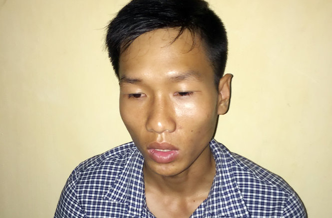 Nguyễn Quốc Thanh tại cơ quan công an - Ảnh: Văn Thỉnh