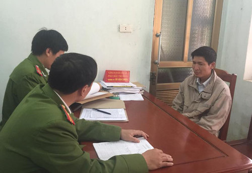 Đối tượng Vũ Đình Nhàn tại cơ quan công an - Ảnh do Công an tỉnh Thanh Hóa cung cấp
