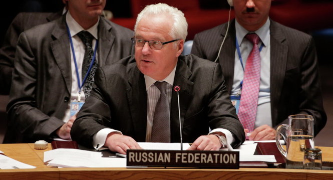 Đại sứ Nga Vitaly Churkin bất ngờ gửi thông điệp cứng rắn tới ông Assad - Ảnh: Sputnik