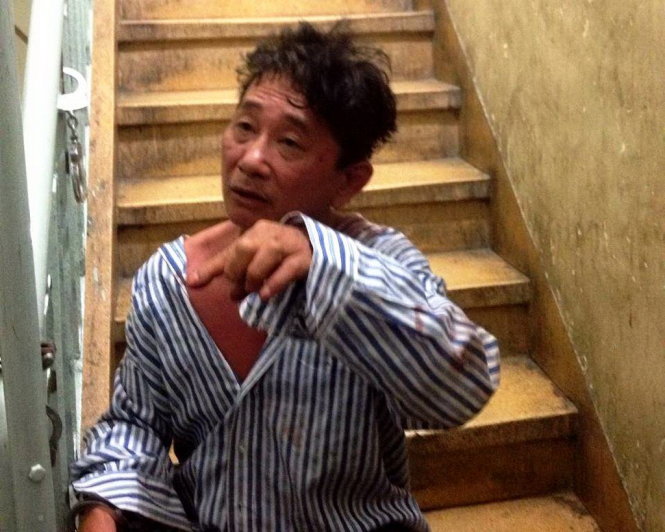 Nghi can Nguyễn Văn Hùng tại cơ quan công an - Ảnh : Đại Việt