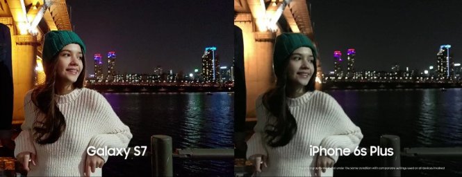 So ảnh chụp giữa Galaxy S7 và iPhone 6S Plus trong môi trường thiếu sáng - Ảnh: PhoneArena.com