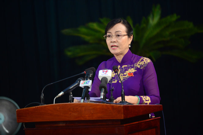 Bà Nguyễn Thị Quyết Tâm, Chủ tịch Hội đồng Bầu cử TP cho biết TPHCM sẽ chính thức đề xuất Hội đồng Bầu cử Quốc gia quy định ứng viên ứng cử ĐBQH và ĐB.HĐND phải có giấy chứng nhận sức khỏe - Ảnh: Quang Định