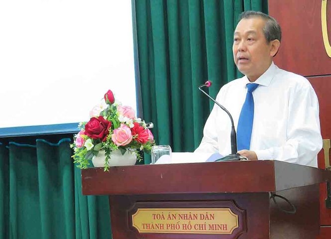 Ủy viên Bộ Chính trị, Chánh án TAND tối cao Trương Hòa Bình chỉ đạo tại Hội nghị - Ảnh: Ái Nhân