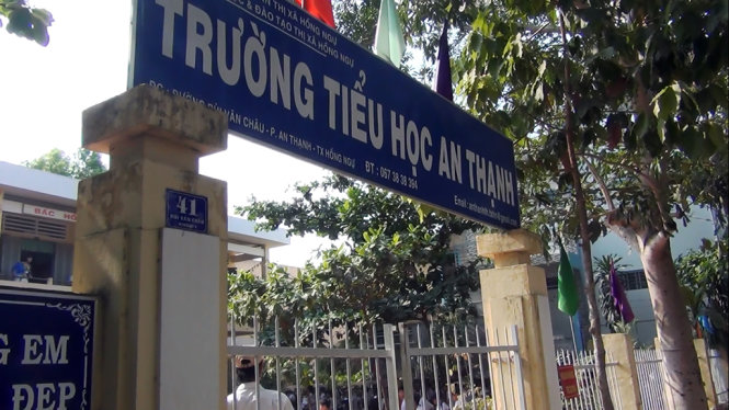 Trường TH An Thạnh nơi xảy ra vụ việc đánh hội đồng - Ảnh: Ngọc Tài
