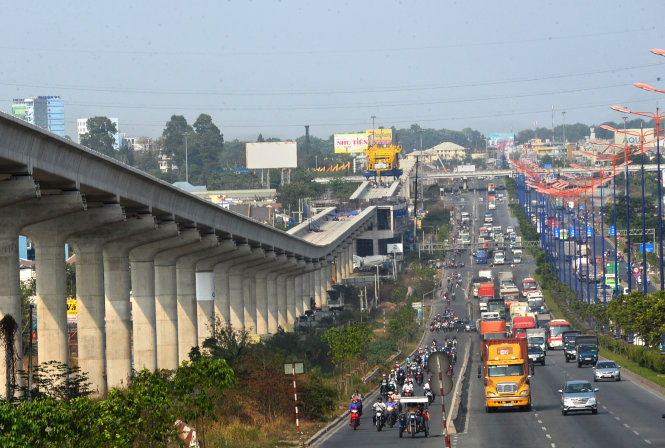 Tuyến metro số 1 ở khu vực Suối Tiên. Đồng Nai và Bình Dương đề xuất kết nối từ đây để giảm áp lực giao thông - Ảnh: Hữu Khoa