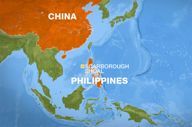 Vị trí bãi cạn Scarborough trên bản đồ - Ảnh: Aljazeera