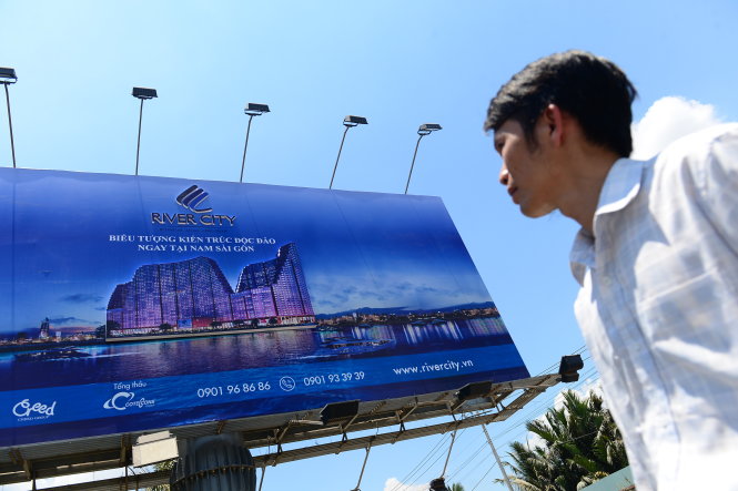 Một dự án “khủng” với hàng ngàn căn hộ đang triển khai tại khu Nam (Q.7, TP.HCM) - Ảnh: Quang Định