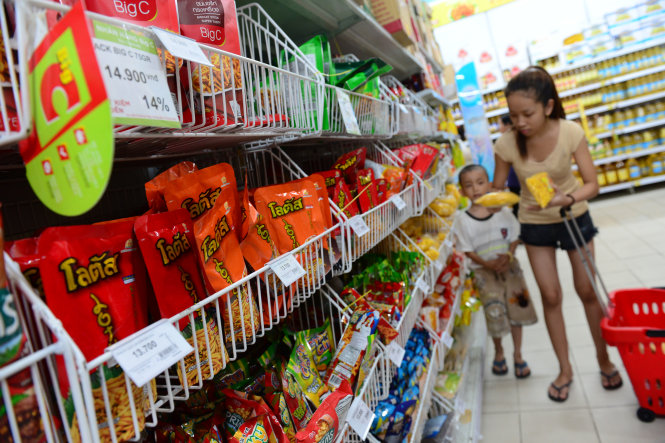 Hàng hóa của Thái Lan bày bán tại siêu thị Big C Hoàng Văn Thụ, Q.Phú Nhuận, TP.HCM - Ảnh: Quang Định