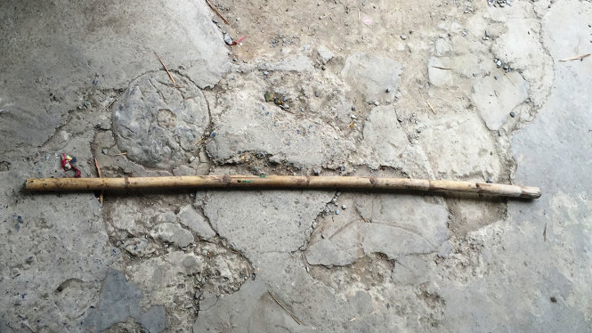 Khúc cây, thanh niên trong nhóm của Nhiên dùng đánh bạn trai chị Th. - Ảnh: Ngọc Khải