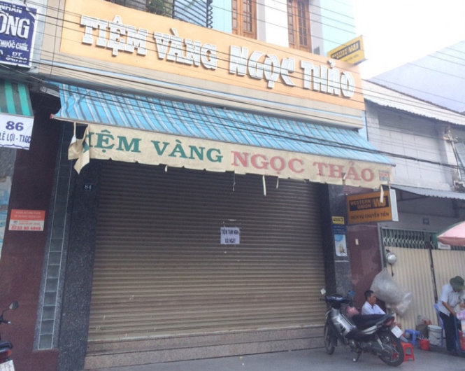 Tiệm vàng Ngọc Thảo nơi xảy ra vụ việc - Ảnh: Hoài Thương