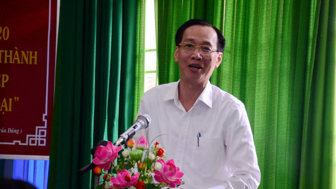 Ông Lê Thanh Liêm - Phó chủ tịch UBND TP.HCM trình bày chương trình hành động trước cử tri - Ảnh: Vũ Thủy