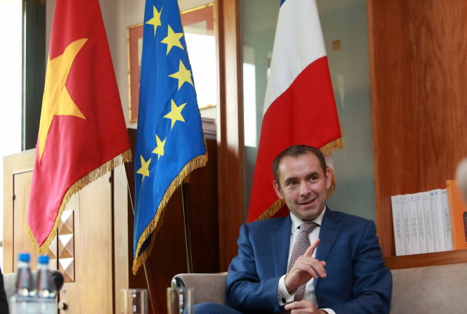 Đại sứ Pháp Jean Noel Poirier trong cuộc trả lời phỏng vấn Tuổi Trẻ hôm 9-6 tại Hà Nội - Ảnh: NAM KHÁNH