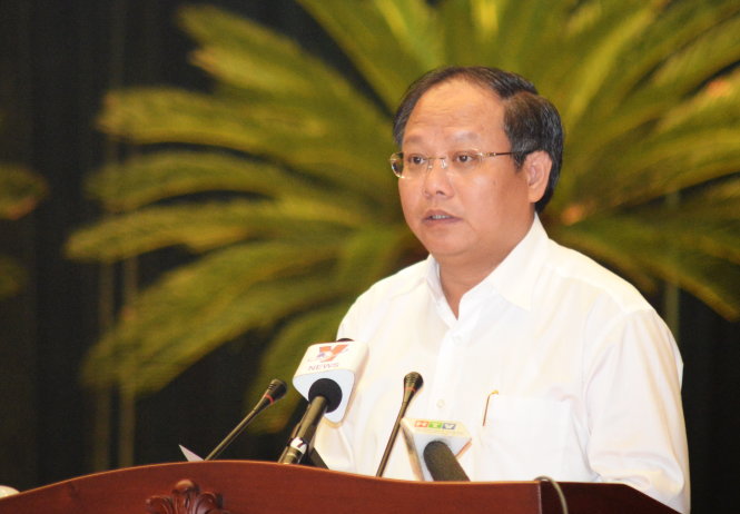 Ông Tất Thành Cang, phó bí thư thường trực Thành ủy, phát biểu tại hội nghị - Ảnh: TỰ TRUNG