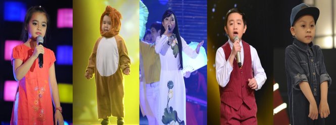 Từ trái qua: các “sao” nhí Bảo Nhi, Ku Tin, Phương Mỹ Chi, Nguyễn Trương Thế Thanh và An Khang - Ảnh: Q.ĐỊNH - tư liệu