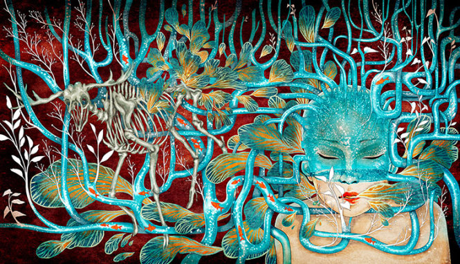 Mê Cung, Maze, mixed media, chất liệu tổng hợp,