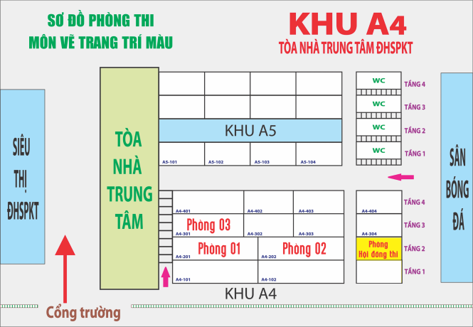 Sơ đồ phòng thi môn trang trí màu