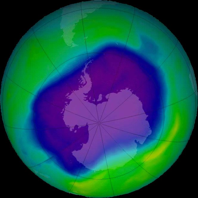 Lỗ thủng tầng Ozon tại Nam cực vào năm 2006 là khoảng 27,5 triệu km vuông - Ảnh: NASA
