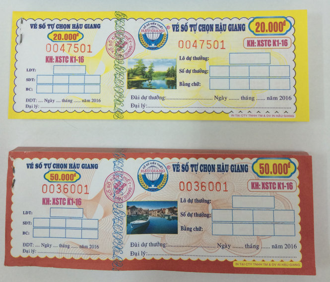 Vé số tự chọn của Công ty XSKT Hậu Giang chính thức được phát hành ngày 1-7 - Ảnh: LÊ DÂN