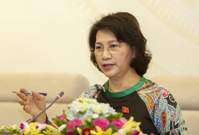 Chủ tịch Quốc hội Nguyễn Thị Kim Ngân lần đầu gặp gỡ đông đảo phóng viên báo chí - Ảnh: VIỆT DŨNG