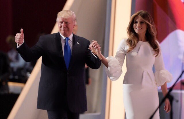 Vợ chồng tỉ phú Donald Trump tại đại hội đảng Cộng hòa vừa qua - Ảnh: Twitter Melania Trump