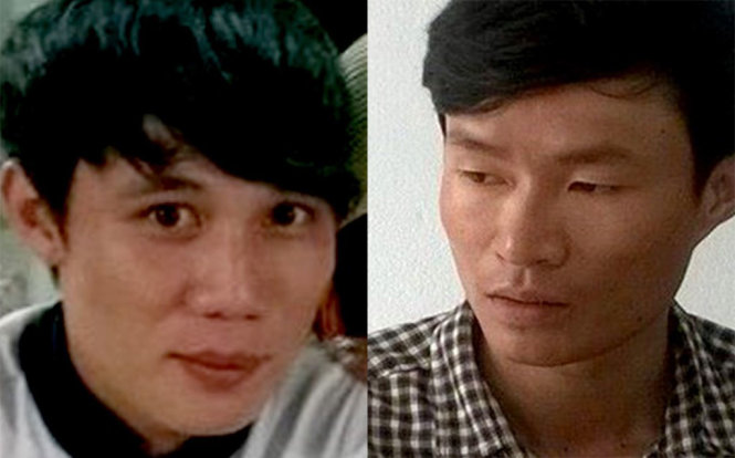 Lê Văn Cảnh (trái), Võ Khắc Tường trình diện tại cơ quan công Ảnh: Cơ quan công an cung cấp.