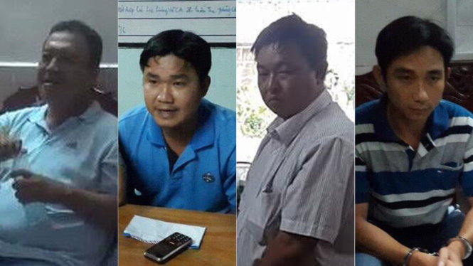 Ba cán bộ thanh tra giao thông bị bắt (trái) và