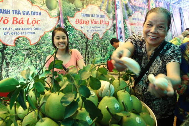 Mời khách múi thanh trà đặc sản miền đất cố đô - Ảnh: NHẬT LINH