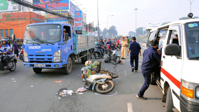 Hiện trường vụ tai nạn - Ảnh: A LỘC