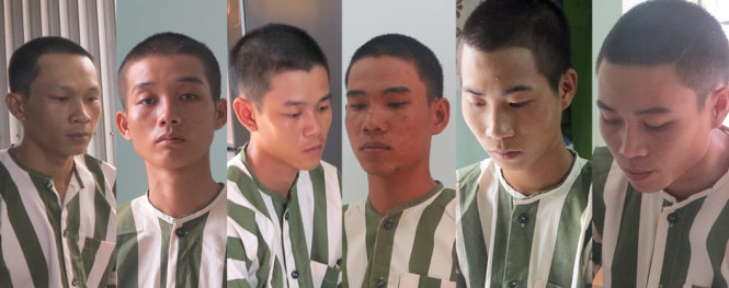 Sáu nghi phạm của vụ án đã bị bắt khẩn cấp (tên theo file ảnh): Huỳnh Tấn Tây, Phạm Đức Nhận, Phạm Văn Dịnh, Nguyễn Tấn Đức, Huỳnh Trọng Sơn, Nguyễn Văn Kiên - Ảnh: DUY THANH