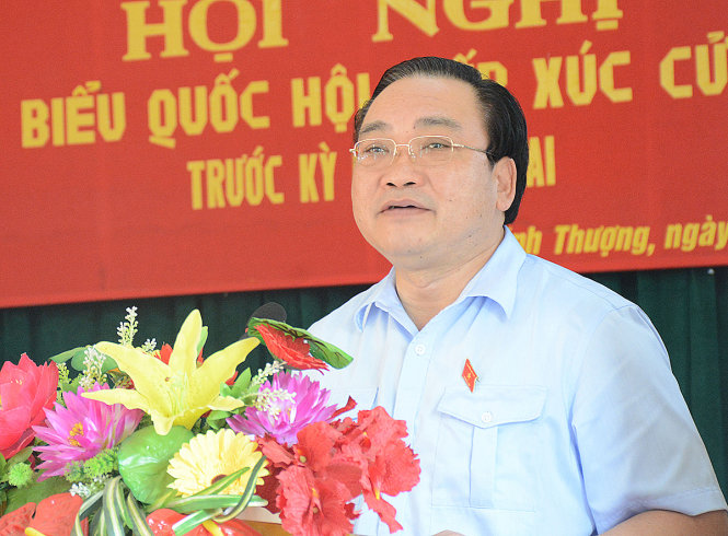 Bí thư Thành uỷ Hà Nội Hoàng Trung Hải nói “chúng ta là thủ đô và cả nước có một thủ đô... người thủ đô làm thế nào cho xứng đáng là người dân thủ đô. Người dân cả nước nhìn vào cách ứng xử ở thủ đô” - Ảnh: XUÂN LONG