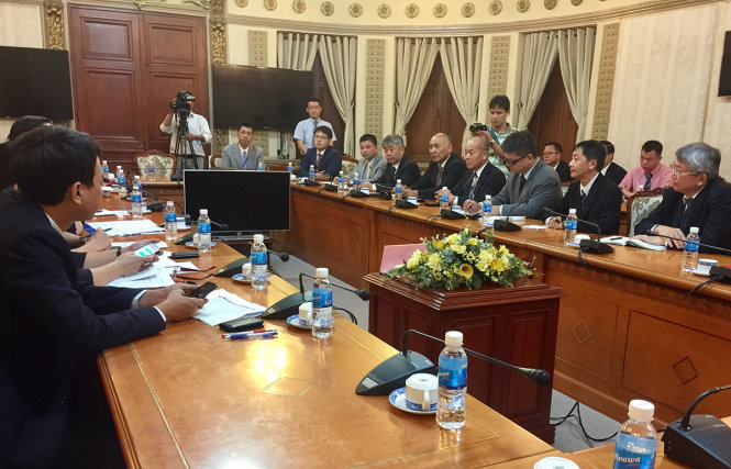 Đoàn doanh nghiệp Nhật tại buổi làm việc với UBND TP - Ảnh: NHƯ BÌNH