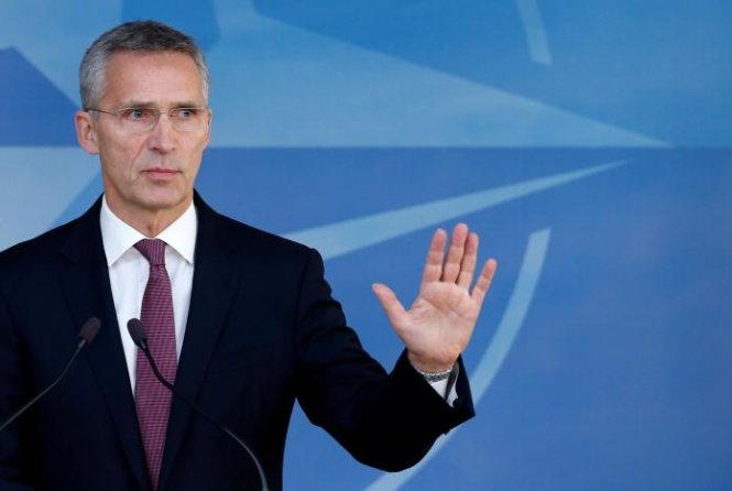 Tổng thư ký NATO Jens Stoltenberg tại cuộc họp các bộ trưởng quốc phòng NATO ở Brussels, Bỉ ngày 26-10 - Ảnh: Reuters
