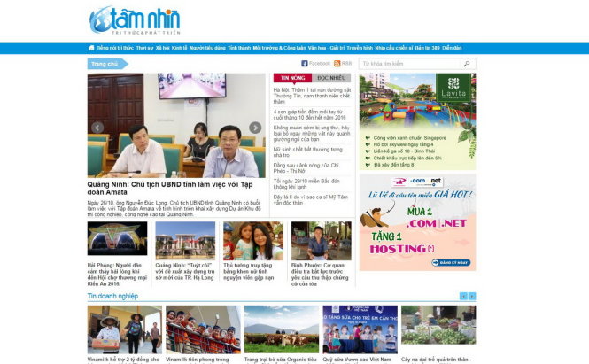 Ảnh chụp giao diện website báo điện tử Tầm Nhìn