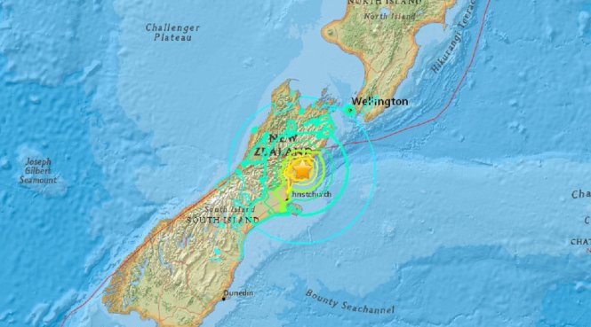Bản đồ khu vực bị động đất - Ảnh: earthquake.usgs.gov