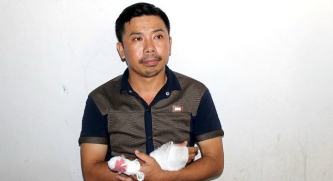 Nghi can Nguyễn Ngọc Châu tại cơ quan công an - Ảnh: HOÀI THƯƠNG